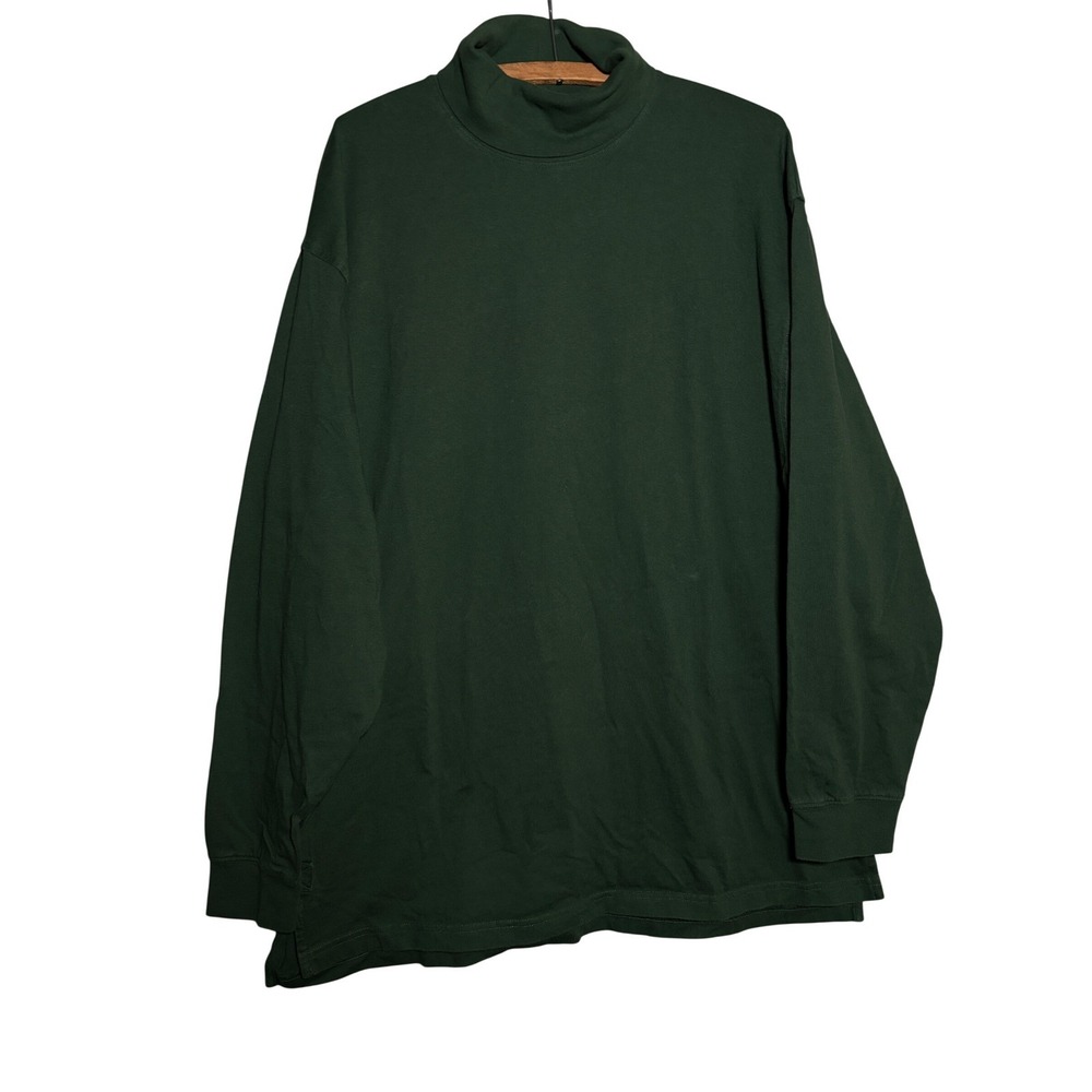 Duluth Trading Co Longtail T Mock Turtleneck Forest Green Cotton Top Womens L